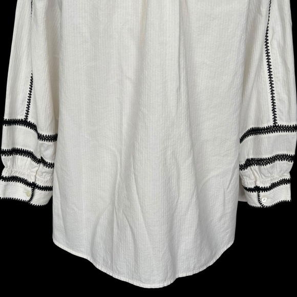 J. Jill Pure Jill Embroidered Peasant White Top Women’s Size M 3/4 Sleeves - Picture 7 of 9